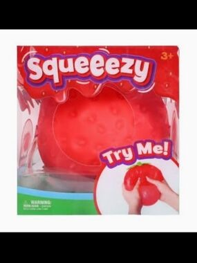 Red Strawberry Stress Ball Toy - Squeezable Kids Toy
